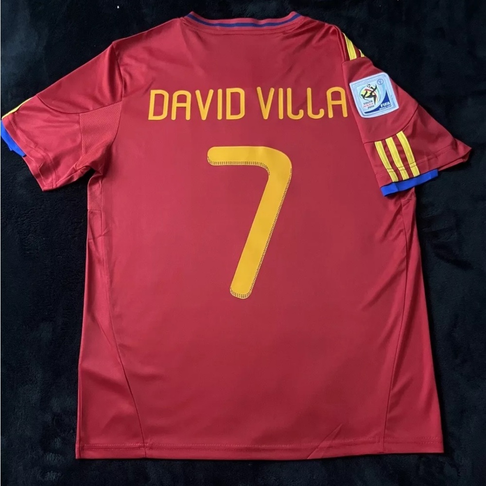David Villa #7 Spain 2010 Retro Home Soccer Jersey